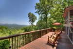 Great mountain view from the open deck off the screen porch 